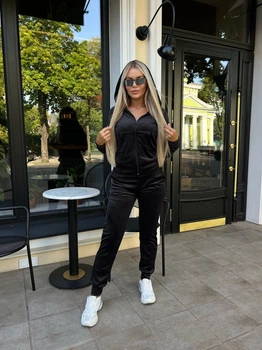 Жіночий спортивний велюровий костюм (кофта + штани) Uaclothes 46 Чорний (like26286-64891350)