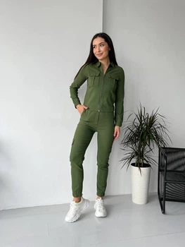 Жіночий костюм на бликавці (кофта + брюки) Uaclothes 46-48 Хакі (like26303-65061350)