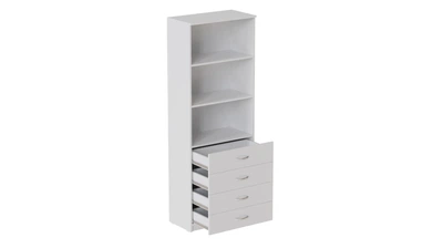Шкаф Анжело Ferrum-decor на 3 полки с 4 ящика 1900x700x380 ДСП Белый 16 мм (ANG2056)