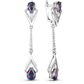 Серебряные серьги с фианитами мистик Мистика