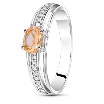 Серебряное кольцо с цитрином Связь ПДК81Ц 15.5р.