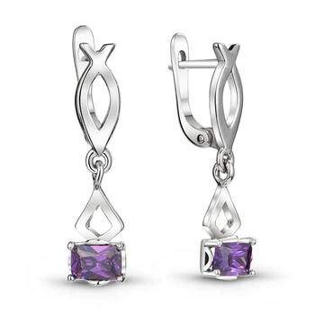 Серебряные серьги с фиолетовыми фианитами ФС198ЦАМ