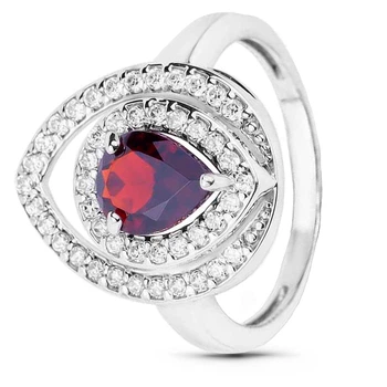 Серебряное кольцо с гранатом Аврора ПДК82Г 15.5р.