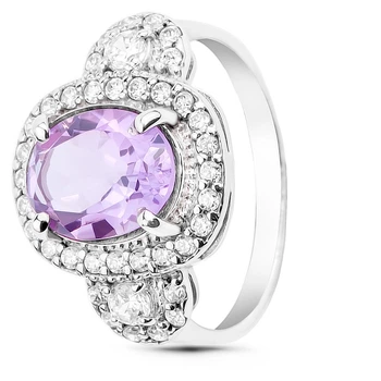 Серебряное кольцо с аметистом Магнолия ПДК16АМ 16р.