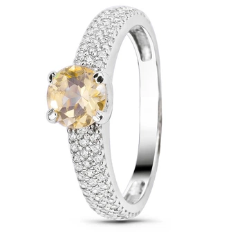 Серебряное кольцо с цитрином Солнце ПДК64Ц 15.5р.
