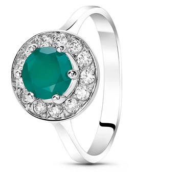 Серебряное кольцо с агатом Луна ПДК37АГ 18.5р.