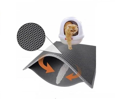 Килимок двошаровий Ginger Cat для котячого лотка (туалета) 33х30х1см сота / сірий