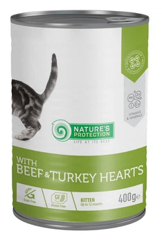 Вологий корм Nature's Protection Kitten with Beef & Turkey hearts (KIK45610) з яловичиною та серцем індички для кошенят, 400г.