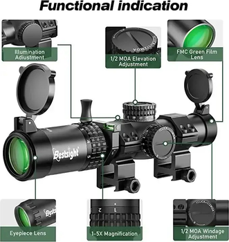 Оптический прицел BESTSIGHT 1-5X24 с подсветкой АК-74\АР15