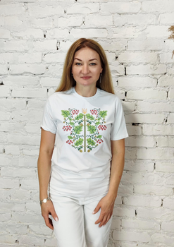 Футболка вишиванка біла вишита орнаментом дуб-калина S 01400 -S