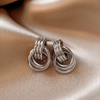 Серьги-кольца гвоздики Honey Fashion Accessories серебристый (12-195)