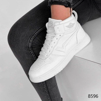Женские кроссовки хайтопы Swin Shoes 36р(23см) белые эко-кожа (8596-36)