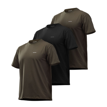 Комплект футболок Basic Ukrarmor Military T-shirt. Cotton/Elastane, олива - черный XL