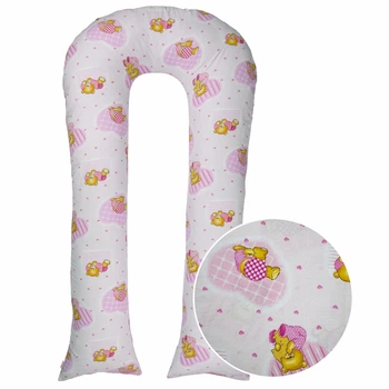 Наволочка на подушку для вагітних і годування БіоПодушка U-340 150х87 см Ведмедики на рожевому