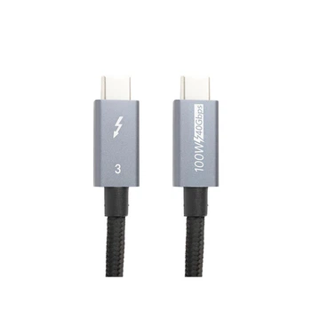 Дата кабель USB-C to USB-C 1.0m Thunderbolt 3 40Gbps, 100W, 20V/ 5A, 4K/ PowerPlant (CA913336)[17310]