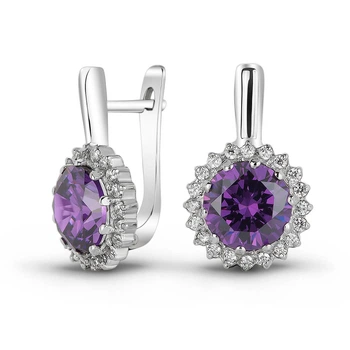 Серебряные серьги с фиолетовыми фианитами ФС275ЦАМ