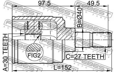 ШРУС HONDA ACCORD CL 2002-2008 ACURA RSX,30X40X27, FEBEST (0311HRVMTRH)