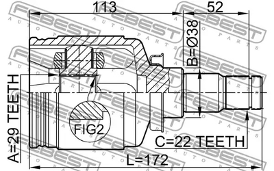 ШРКШ (ШРУС) CHEVROLET AVEO/LACETTI / NUBIRA 1.4-1.6, FEBEST (1111J200)