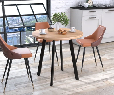 Круглый обеденный стол Лерой Loft Design Дуб Крафт золотой