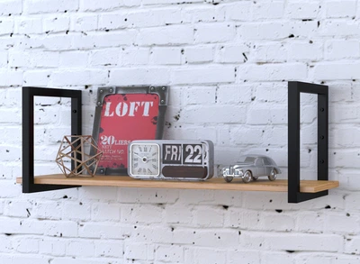 Полка PL-1-18 Loft Design Дуб Крафт золотой 92 см Черный