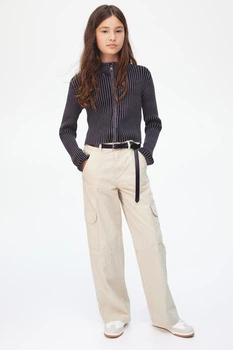 Брюки H&M 1212392 бежевый 158см