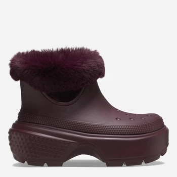 Женские зимние резиновые сапоги низкие Crocs Stomp Lined Boot 208718-6WD 37-38 (M5/W7) 23 см Бордовые (1962654290048)