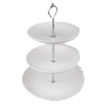 Фруктовница фарфоровая 3-х ярусная Stenson MC4876 "Edge" 7"-8"-10" white