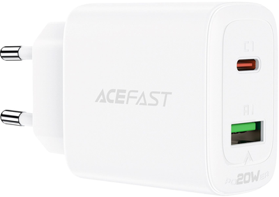 Мережевий зарядний пристрій Acefast A25 20W USB-C+USB-A White (6974316281214)