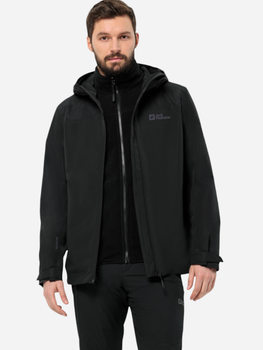 Kurtka przejściowa męska z kapturem Jack Wolfskin Taubenberg 3In1 Jkt M 1115311_6001 XL Czarna (4064993830323)