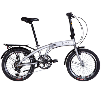 Складной Велосипед AL 20" Dorozhnik ONYX Vbr трещотка рама-12,5" серебристый (м) с багажником зад AI, с крылом St 2024