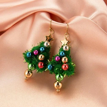 Сережки новорічні Анна Ясеницька "Christmas tree", зелені, 6,5 см