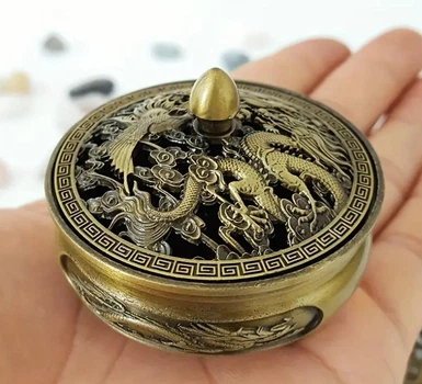Курильница для благовоний дракон и феникс 5,5x4,7x5,7 cm (EG554757)