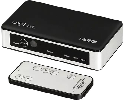 Комутатор LogiLink 3 x HDMI 4K 60 Гц з пультом дистанційного керування (4052792062427)