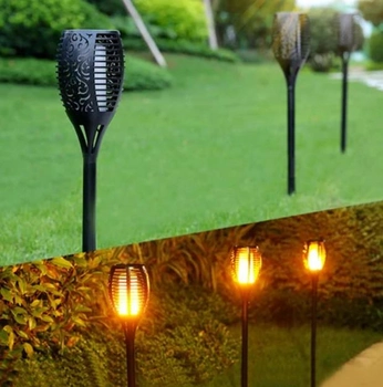 Набор садовых светильников Факел с имитацией огня на солнечной батарее водонепроницаемый 6 шт