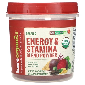 Формула с оксидом азота BareOrganics, Organic Energy & Stamina Blend Powder, 8 oz (227 g) (11966815)