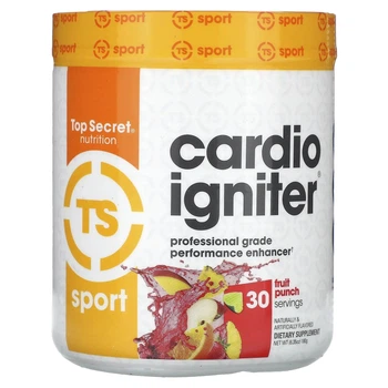 Стимулятор Top Secret Nutrition, Sport, Cardio Igniter, Professional Grade Performance Enhancer, Fruit Punch, 6.35 oz (180 g) (11966622)