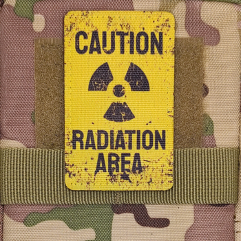 Шеврон Caution Radiation Area, 8х5, на липучке( велкро), патч печатный