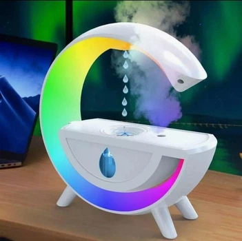 Зволожувач повітря нічник з RGB підсвіткою T00K8 антигравітаційний крапельний ефект Білий
