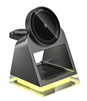 Зарядка Qi 4 in 1 Magnetic Wireless Charger W83 |15W, Phone/AirPods/iWatch| черная