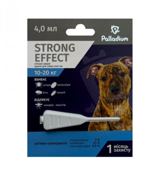Капли на холку STRONG EFFECT от блох,клещей и комаров для собак 10-20кг