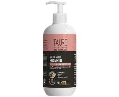Делікатний шампунь-скраб для шерсті та шкіри собак та котів Tauro Pro Line Ultra Natural Care Gentle Scrub Shampoo 400 мл (TPL63598)