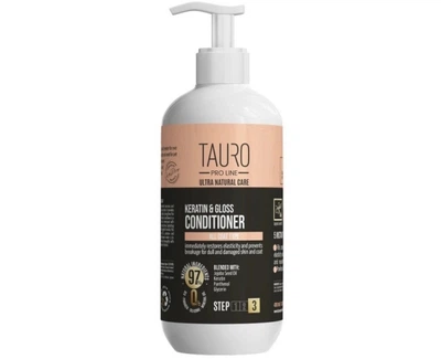 Кератиновий кондиціонер для шерсті собак та котів Tauro Pro Line Ultra Natural Care Keratin & Gloss Shampoo 400 мл (TPL63609)