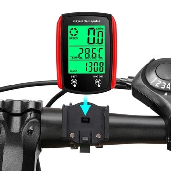 Багатофункціональний велокомп'ютер спідометр Bicycle Сomputer 668 чорно-червоний