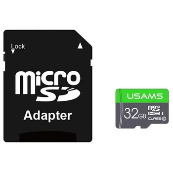 Карта памяти USAMS US-ZB118 TF High Speed Card 32 Gb + adapter (Green) (156282)