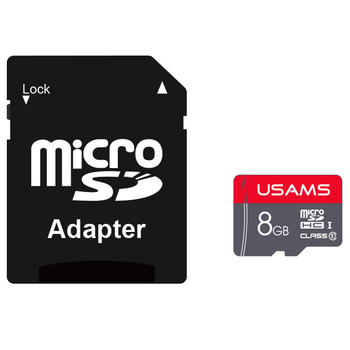 Карта памяти USAMS US-ZB116 TF High Speed Card 8 Gb + adapter (Red) (192508)