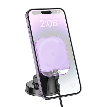 Автотримач з Бездротовий зарядний пристрій HOCO HW18 Crystal (center console) (Romantic purple) (192192)