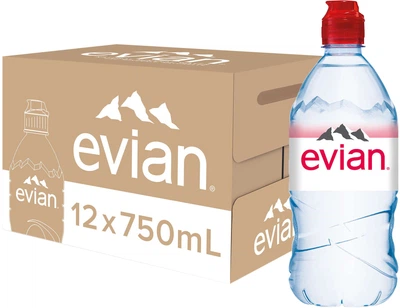 Упаковка мінеральної негазованої води Evian Sport негазована 0.75 л x 12 шт. (3068320014067_3068320105314)