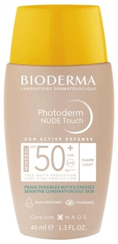 Мінеральний сонцезахисний флюїд для обличчя Bioderma Photoderm Nude Touch SPF50+ 40 ml, Claire
