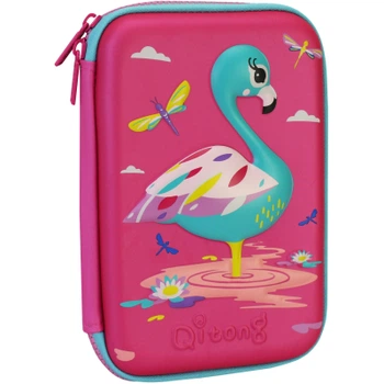 Пенал Cool For School з тисненням 1 відділення Фуксія (QT-5632-Rosered)