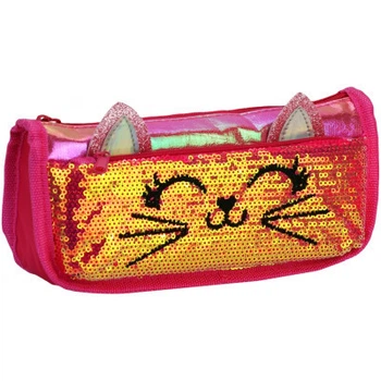 Пенал Cool For School 2 отделения с блестками Красно-розовый (CF6706-rose)